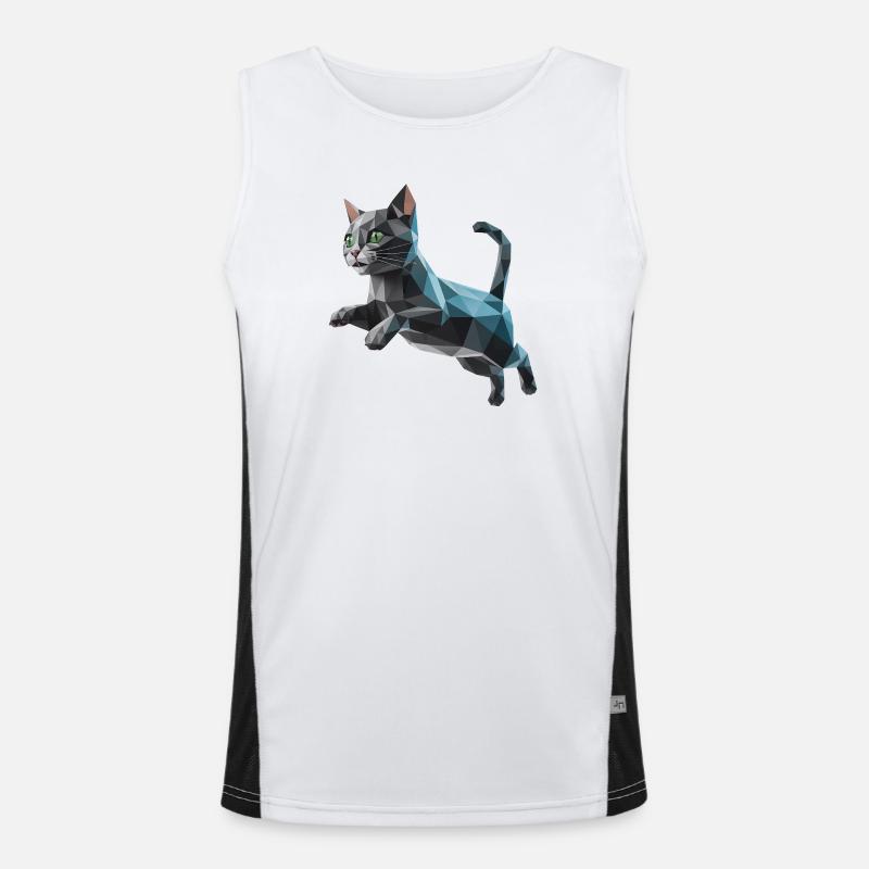 Kätzchen - Cooles Low-Poly-Logo Funktionelles Kontrast-Tank Top für Männer 