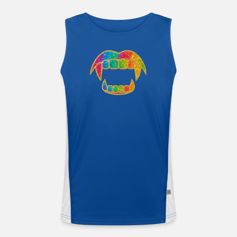 Rainbow Glitter Mouth Men's Functional Contrast Tank Top 
