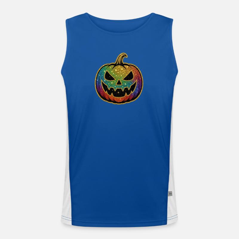Regenbogen Glitzer Kürbis Funktionelles Kontrast-Tank Top für Männer 