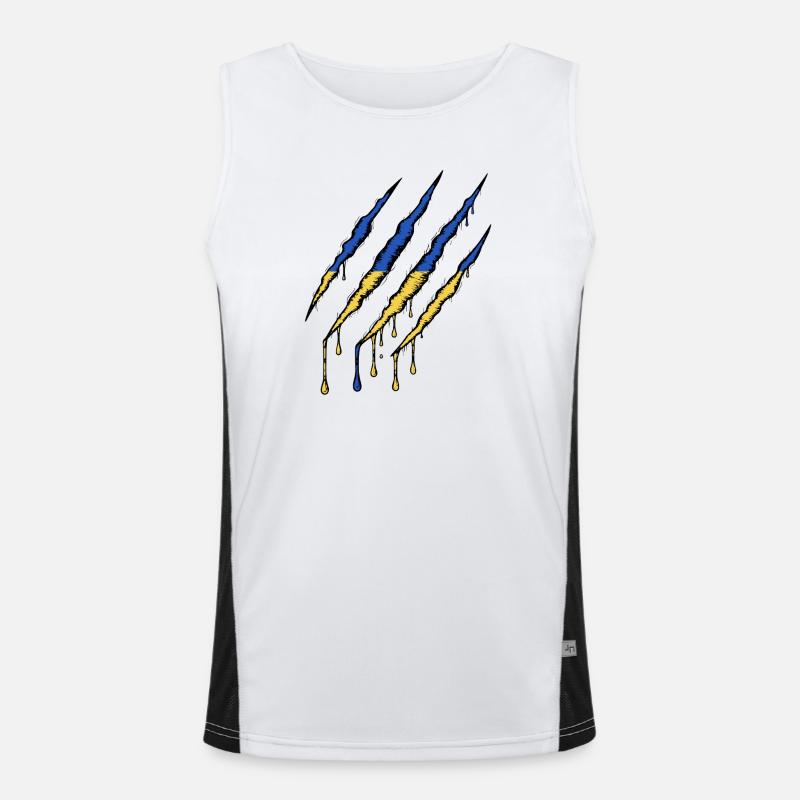 Ukraine Flag Claw - Scratch Mark Men's Functional Contrast Tank Top 