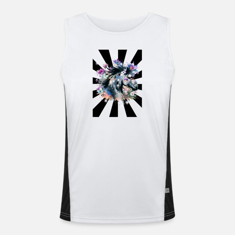 Retro Pferd Pferde Mädchen  Funktionelles Kontrast-Tank Top für Männer 