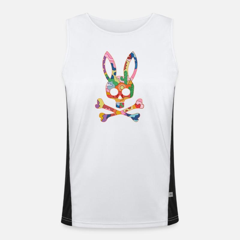 Rainbow Skull Bunny Patch Men's Functional Contrast Tank Top 