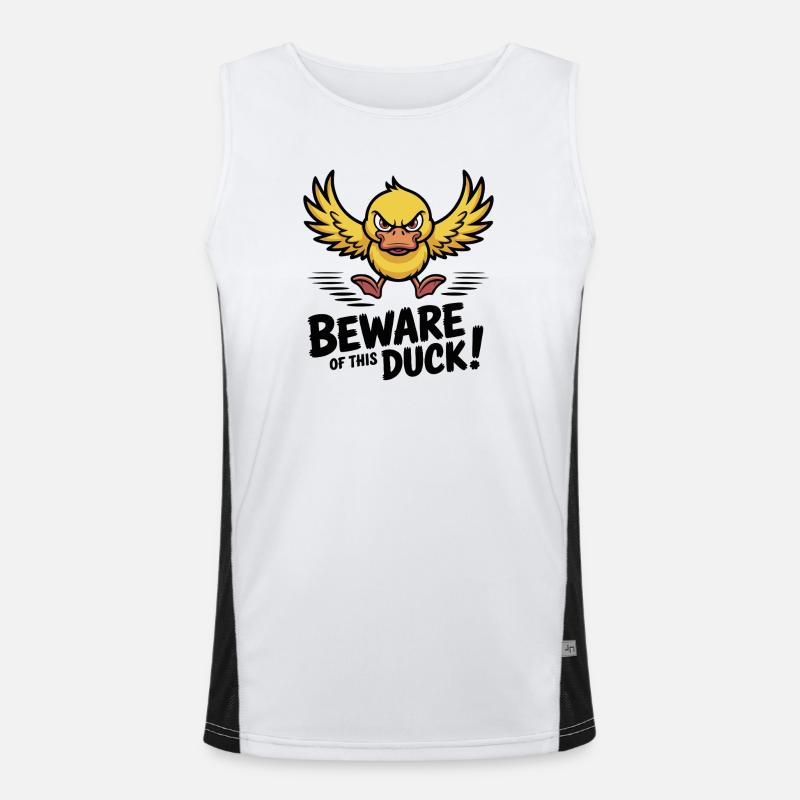 Beware This Duck Cartoon Attitude Men's Functional Contrast Tank Top 