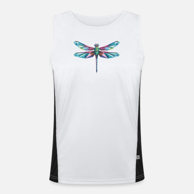 Dragonfly - Cooles Low-Poly-Logo Funktionelles Kontrast-Tank Top für Männer 