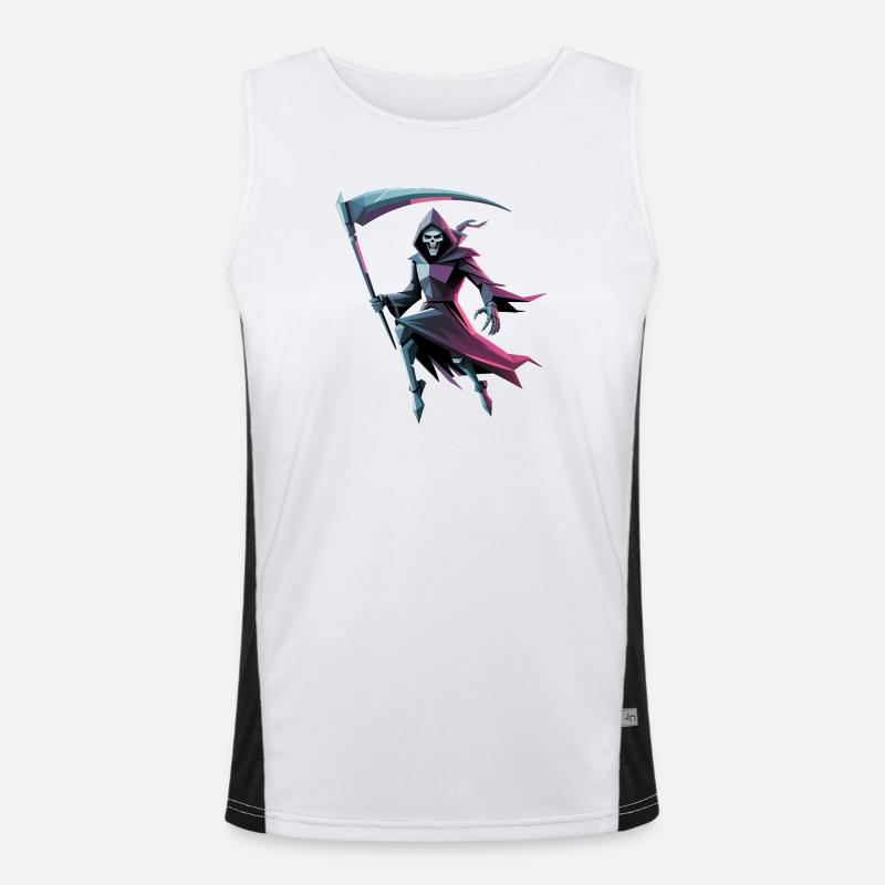 Death Reaper - Cool Low Poly Logo - Men's Functional Contrast Tank Top  - white/black