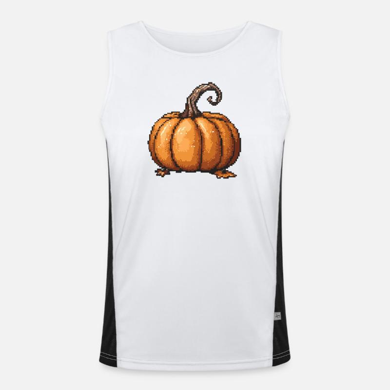 Pixel Pumpkin Retro Halloween Men's Functional Contrast Tank Top 