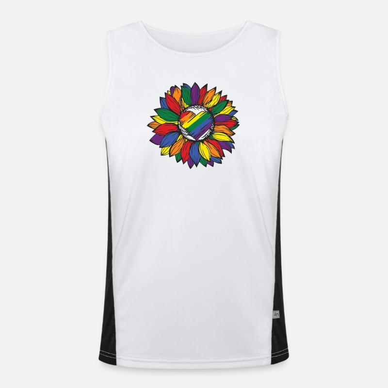 Regenbogen Sonnenblume Pride Funktionelles Kontrast-Tank Top für Männer 