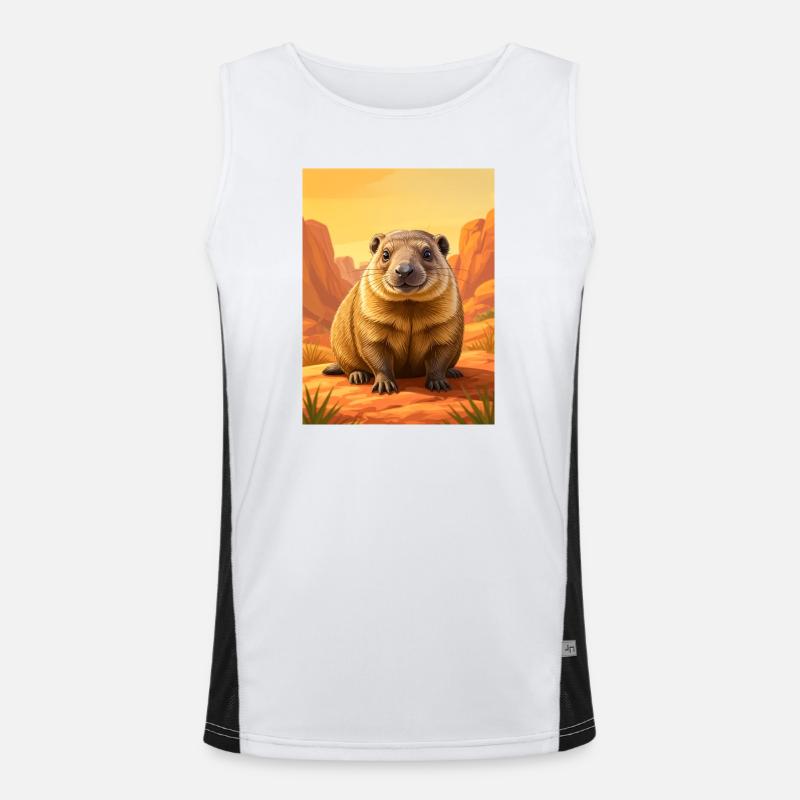 Realistic cute Comic Rock Hyrax Funktionelles Kontrast-Tank Top für Männer 
