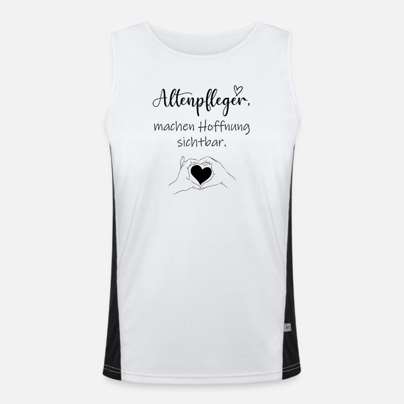 Altenpfleger Geschenk Spruch, Pflege Beruf Kollege Funktionelles Kontrast-Tank Top für Männer 