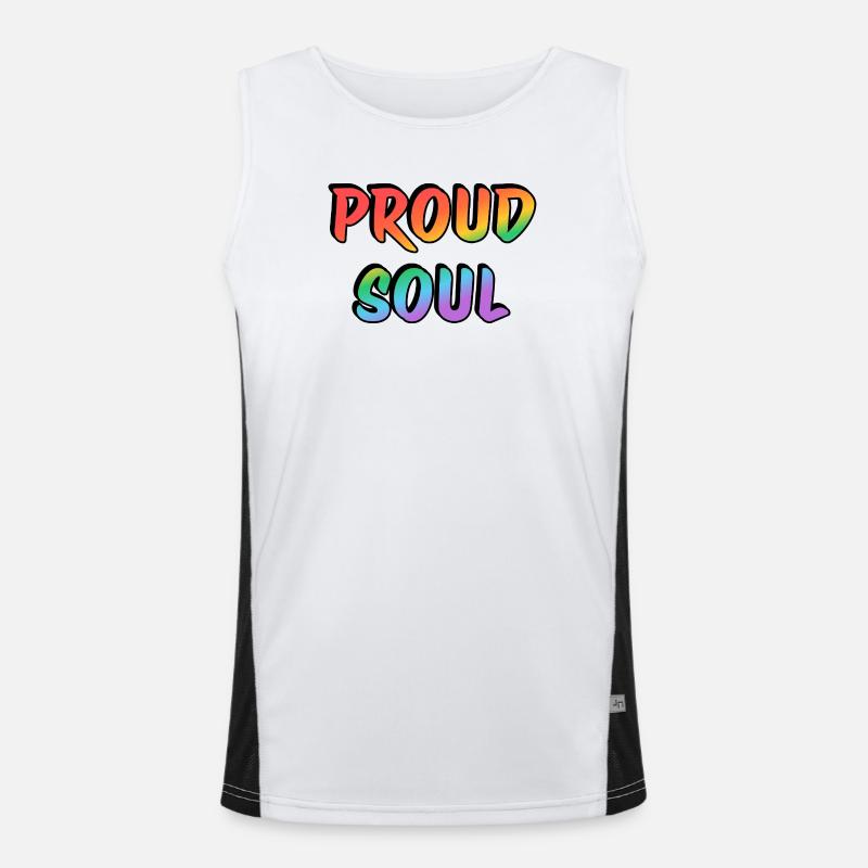 Stolze Seele Regenbogen Handschrift Typografie Funktionelles Kontrast-Tank Top für Männer 