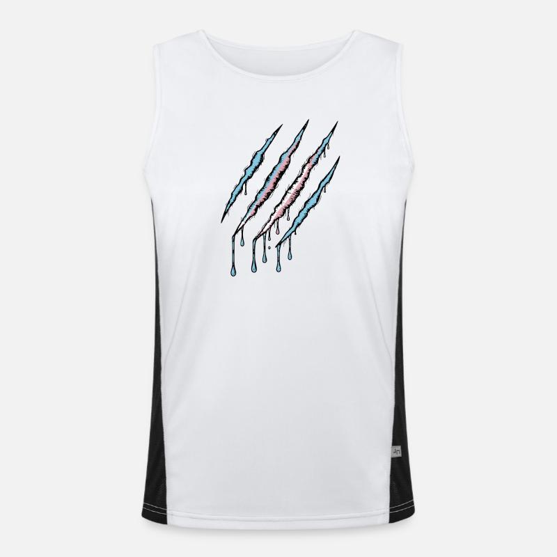 Transgender Pride Claw - Trans Flag Scratch Trace Men's Functional Contrast Tank Top 