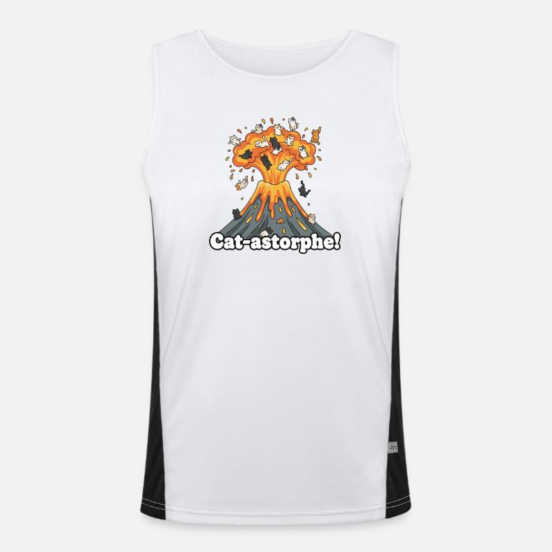 Cat-astrophe Vulkan Funktionelles Kontrast-Tank Top für Männer 