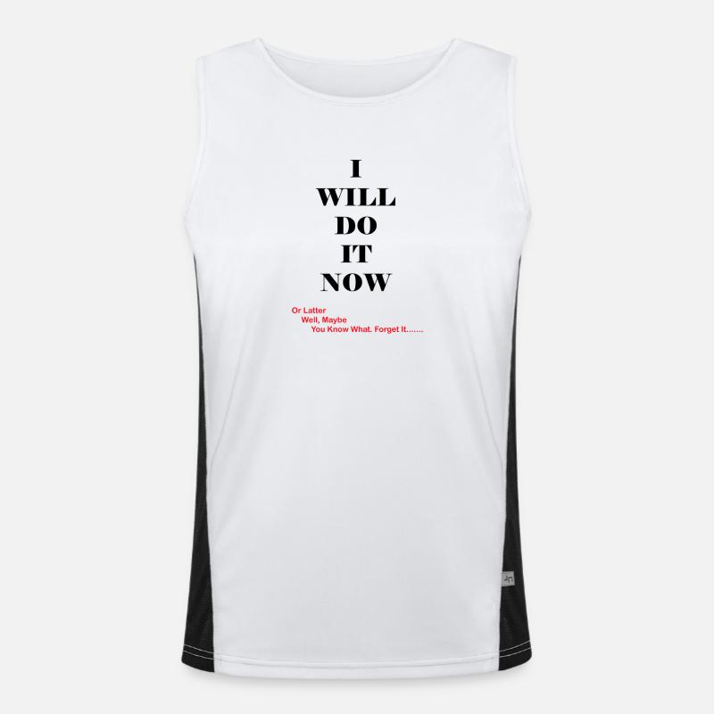 Red Quip Typography on Black Tee Men's Functional Contrast Tank Top 