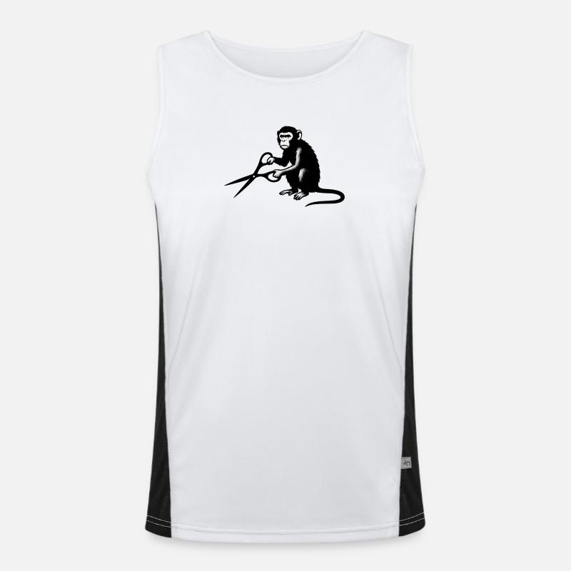 Silhouette de singe avec des ciseaux Débardeur respirant contrasté Homme 