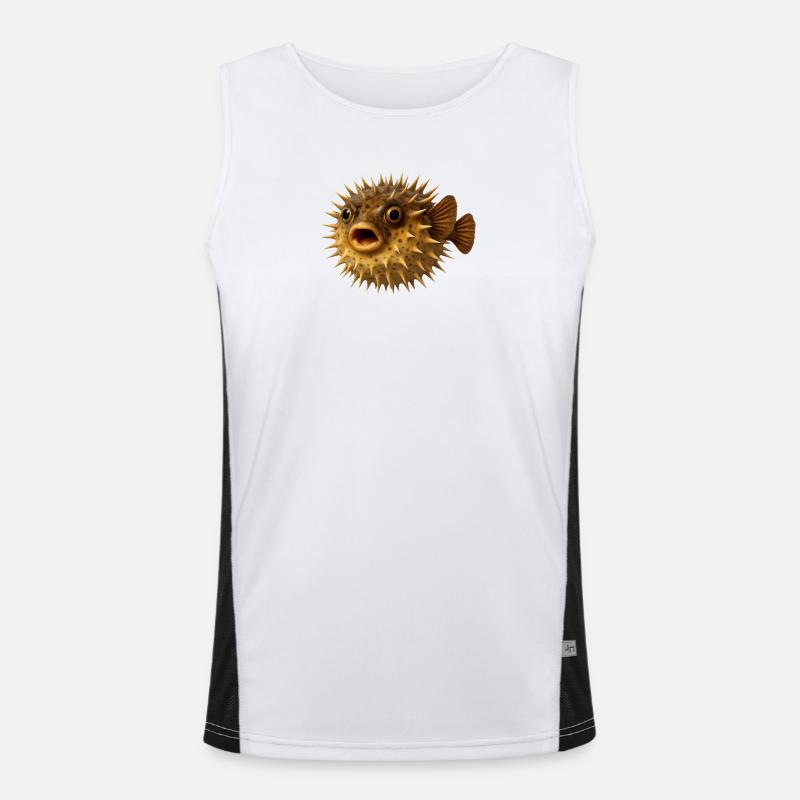 Spiny Fish Underwater Pattern - Men's Functional Contrast Tank Top  - white/black