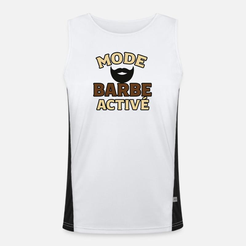 Active Beard Mode - Men's Functional Contrast Tank Top  - white/black