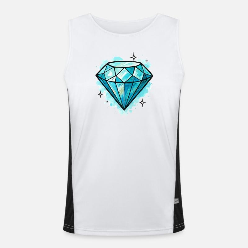 Blue Diamond Crystal Illustration Men's Functional Contrast Tank Top 