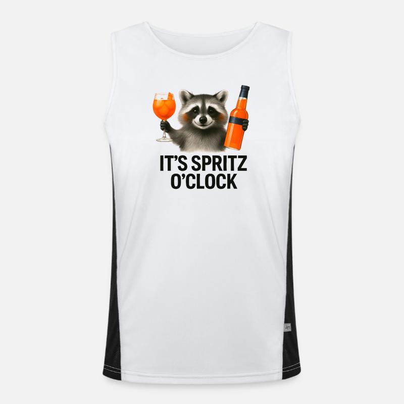 It's Spritz O'Clock Waschbär Party Geschenkidee Funktionelles Kontrast-Tank Top für Männer 