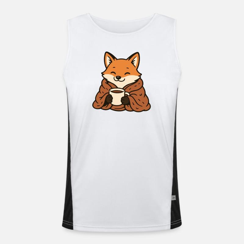 Cuddly fox with mug - Men's Functional Contrast Tank Top  - white/black