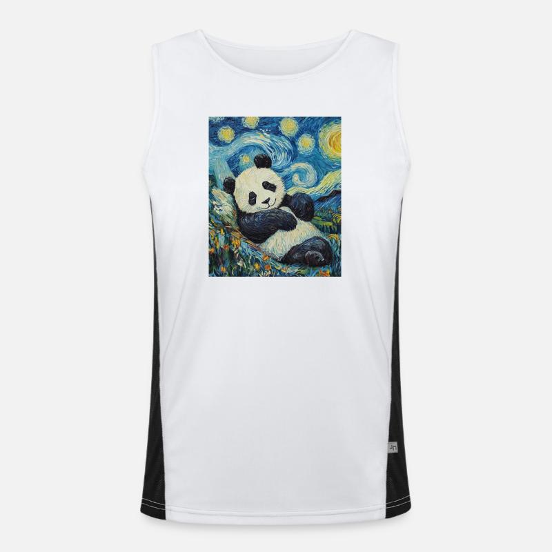 Panda Ours Style Van Gogh Nuit étoilée Débardeur respirant contrasté Homme 