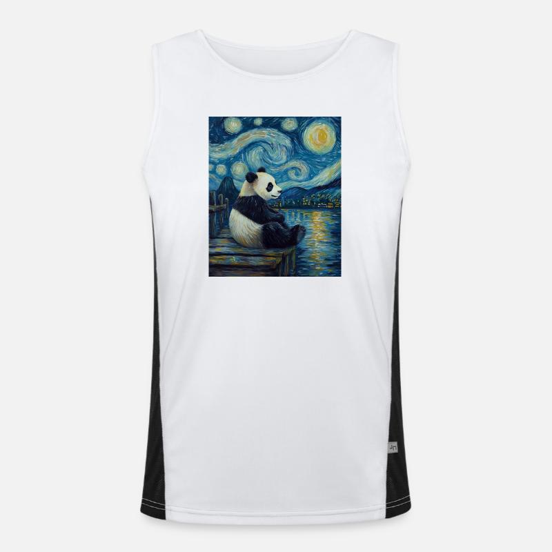 Panda Ours Style Van Gogh Nuit étoilée Débardeur respirant contrasté Homme 