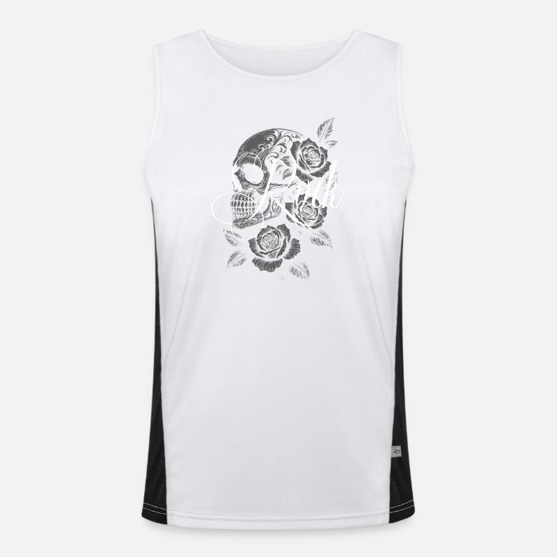 Gothic Rose Skull Rock Graphic Men's Functional Contrast Tank Top 