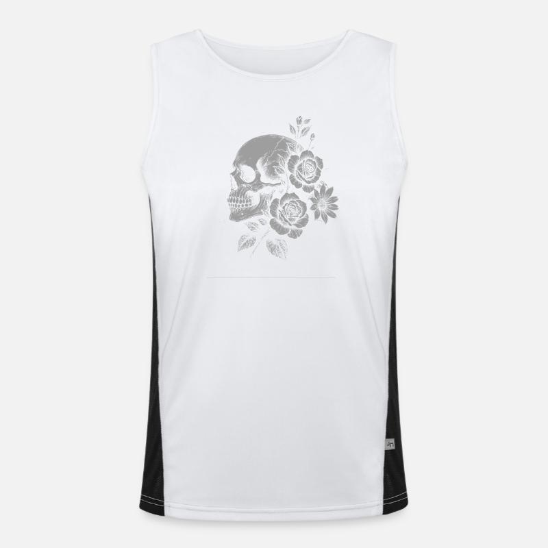 Gothic Floral Skull with Roses Men's Functional Contrast Tank Top 