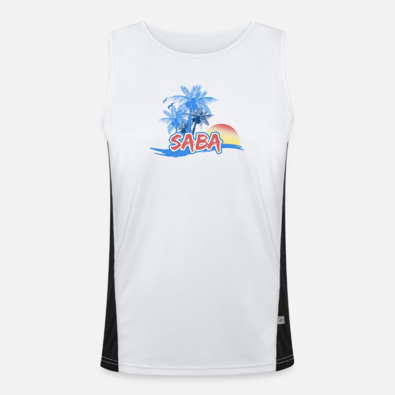 Saba as a beach - Men's Functional Contrast Tank Top  - white/black