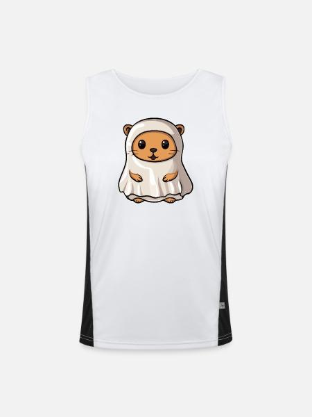 Biber Halloween Geist - Funktionelles Kontrast-Tank Top für Männer - Weiß/Schwarz