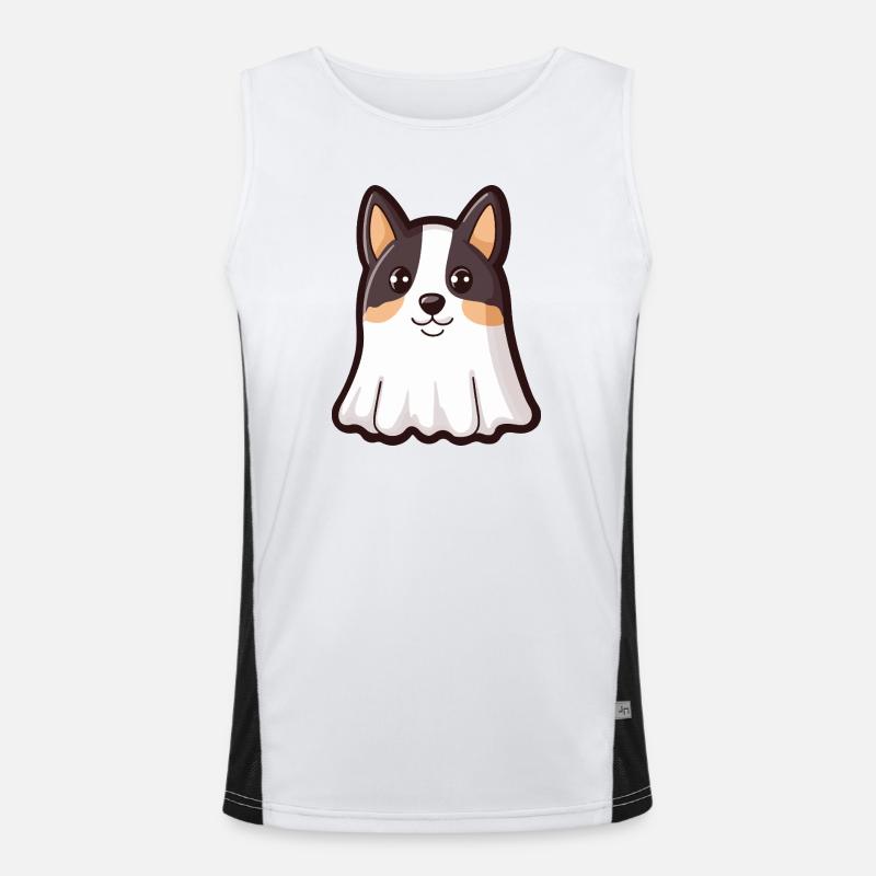 Border Collie Hund Halloween Geist Funktionelles Kontrast-Tank Top für Männer 