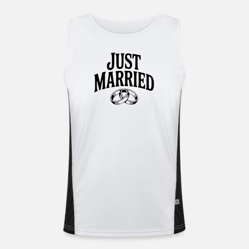 Just Married - Men's Functional Contrast Tank Top  - white/black