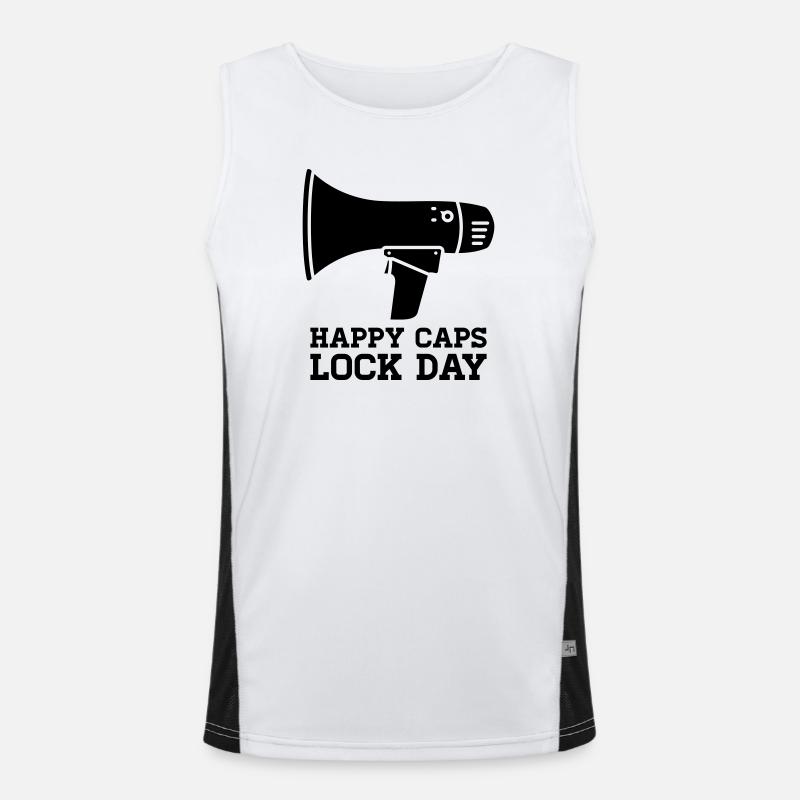 Megaphone Happy Caps Lock Day Nerd Men's Functional Contrast Tank Top 