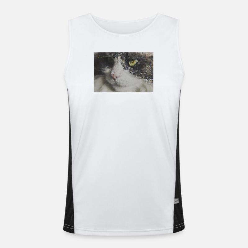 Pixel Cat Mosaic Portrait Men's Functional Contrast Tank Top 