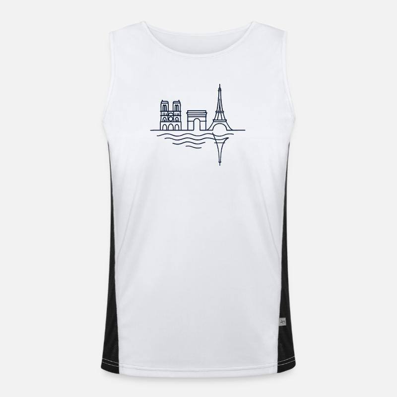 Paris Lines: Eiffel Tower and Arc de Triomphe Men's Functional Contrast Tank Top 