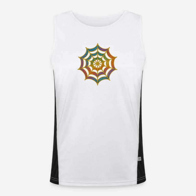 Spider Web | Rainbow Spider Web Gold Glitter - Men's Functional Contrast Tank Top  - white/black
