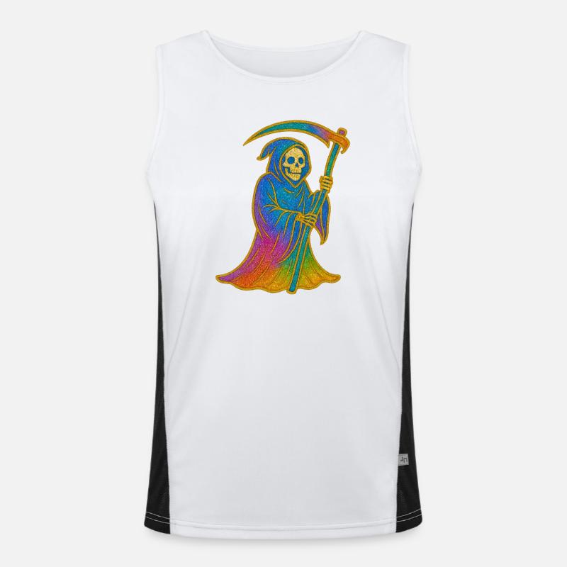 Der Tod | Regenbogen Sensenmann Funktionelles Kontrast-Tank Top für Männer 