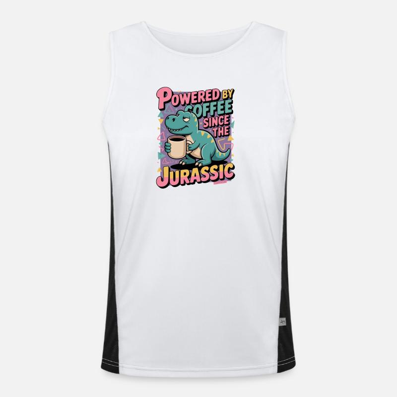 Dino Kaffee Humor Funktionelles Kontrast-Tank Top für Männer 