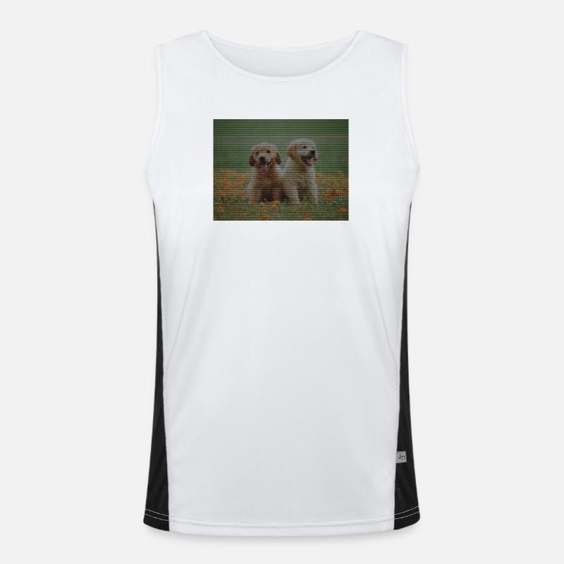 Two Labrador Retriever puppies with triangle pattern Men's Functional Contrast Tank Top 