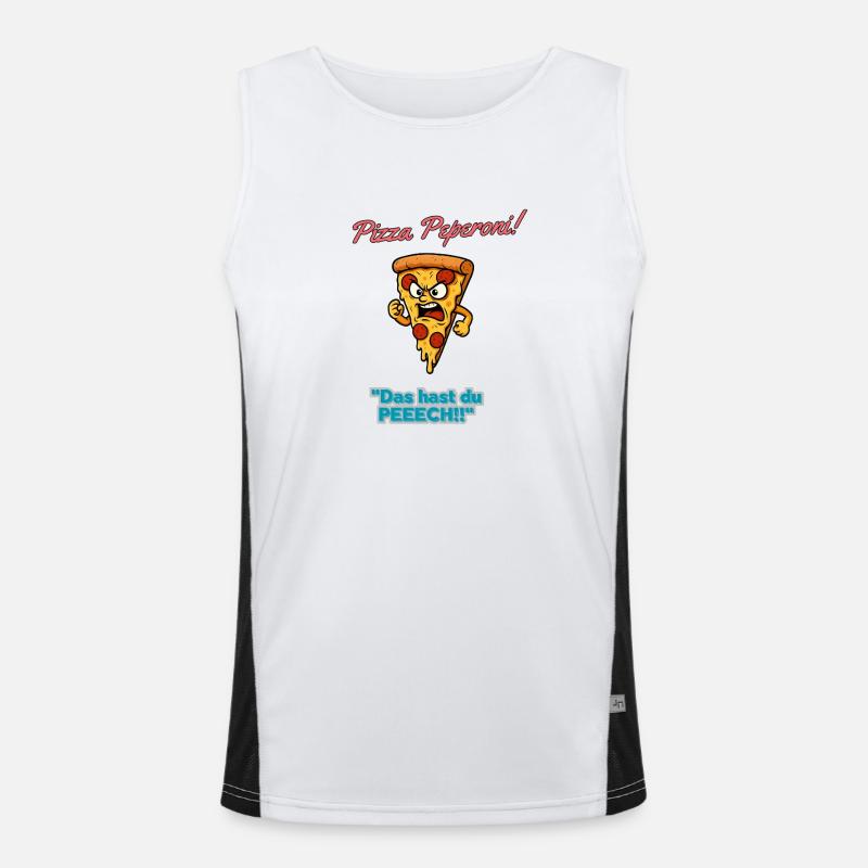 Pizza Pepperoni Angry Slice Men's Functional Contrast Tank Top 