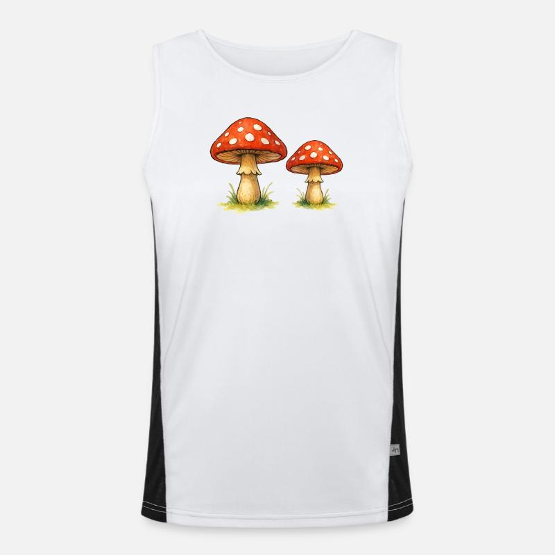 Red toadstools in the grass - Men's Functional Contrast Tank Top  - white/black