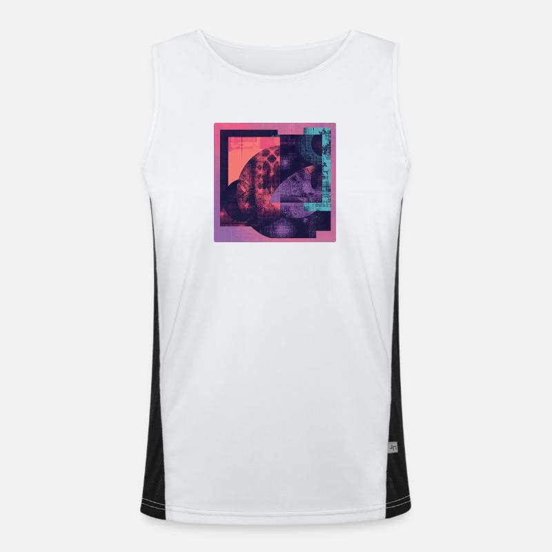 Neon Collage Geometric Pattern Men's Functional Contrast Tank Top 