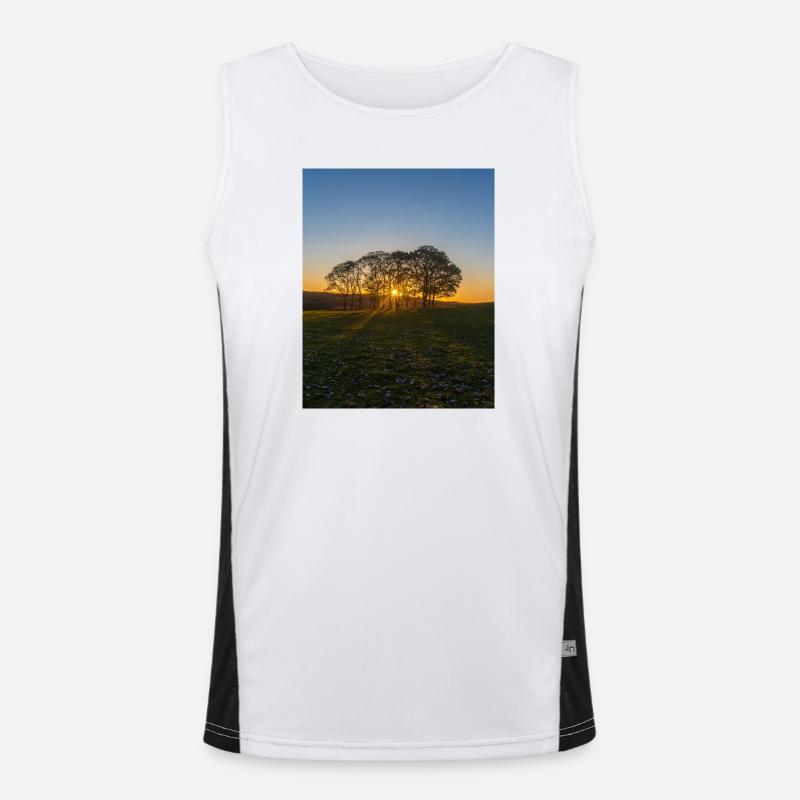 Temple Newham tree sunrise Men's Functional Contrast Tank Top 