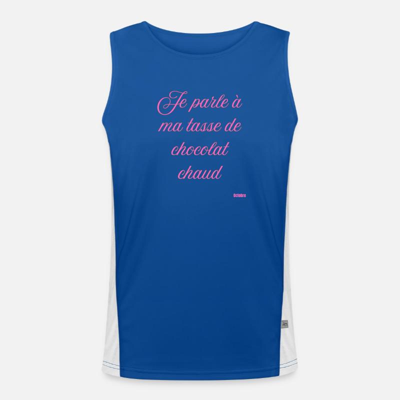 Pink Script Becher mit heißer Schokolade Funktionelles Kontrast-Tank Top für Männer 