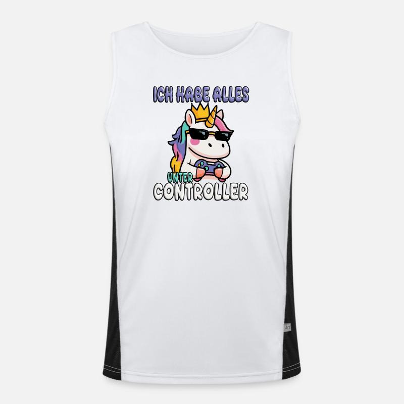 Einhorn gaming controller Funktionelles Kontrast-Tank Top für Männer 