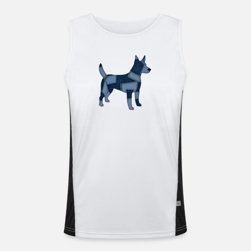 Patchwork Hund aus Jeansstoff Funktionelles Kontrast-Tank Top für Männer 