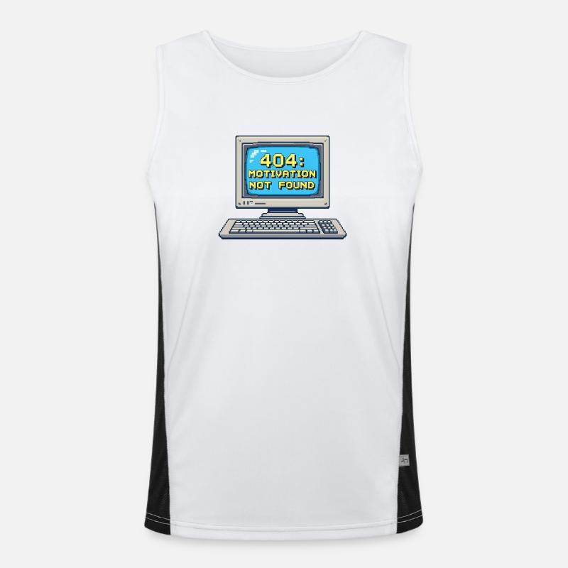 8-Bit Pixel Retro PC – 404 Motivation Not Found Funktionelles Kontrast-Tank Top für Männer 