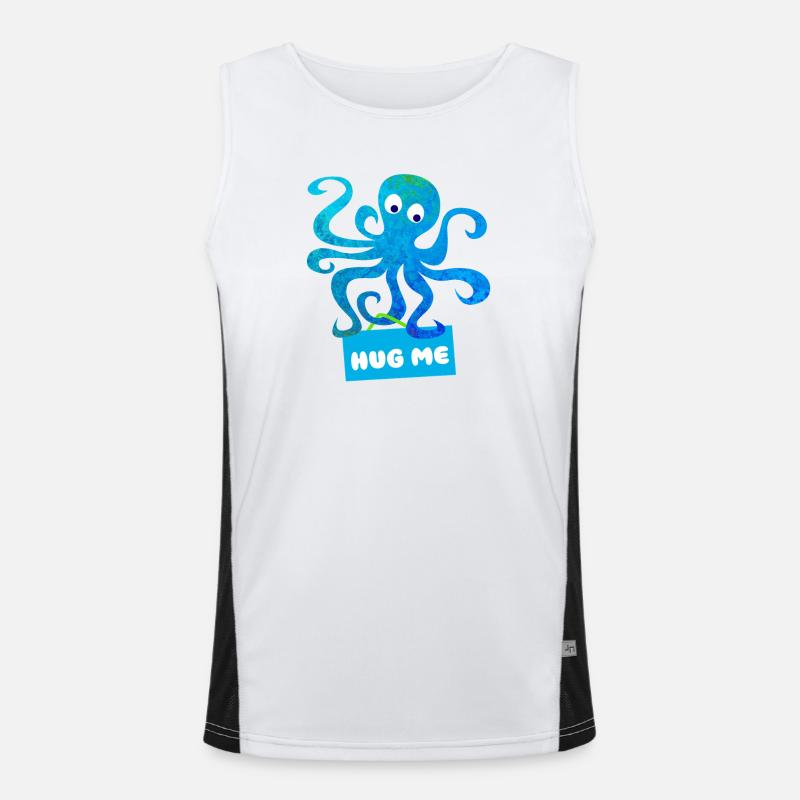 Oktopus Tintenfisch Comic Meer Hug me maritim Tier Funktionelles Kontrast-Tank Top für Männer 