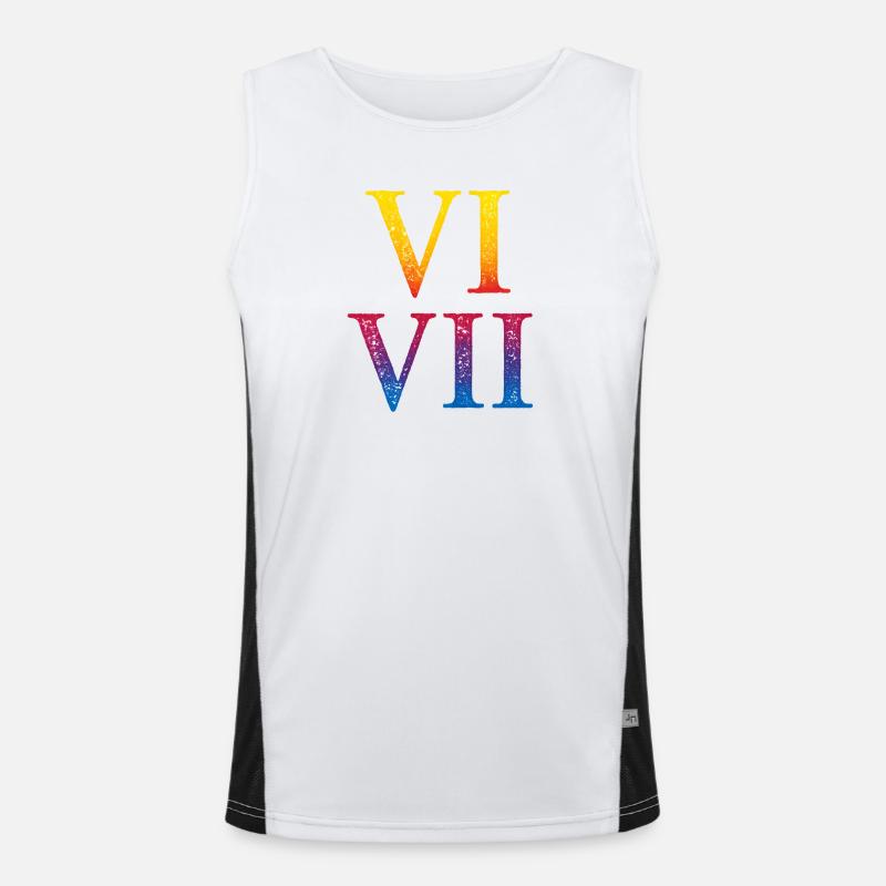 67 Meme VII Roman Numeral Stack - Men's Functional Contrast Tank Top  - white/black