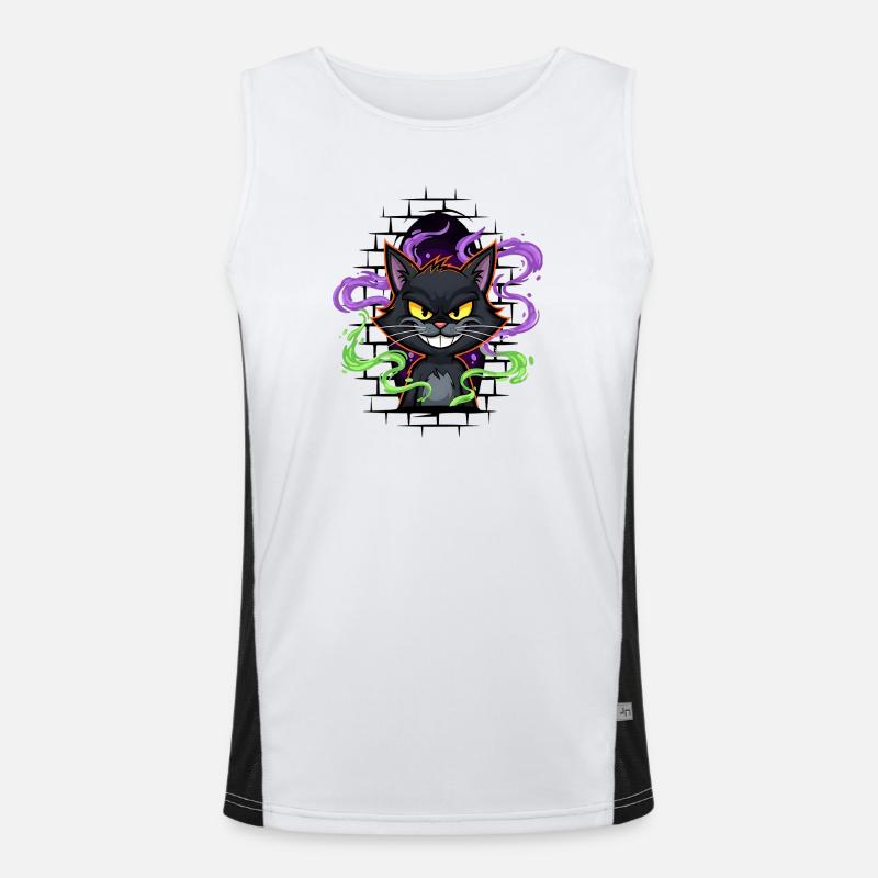 Graffiti Katze Neon Funktionelles Kontrast-Tank Top für Männer 