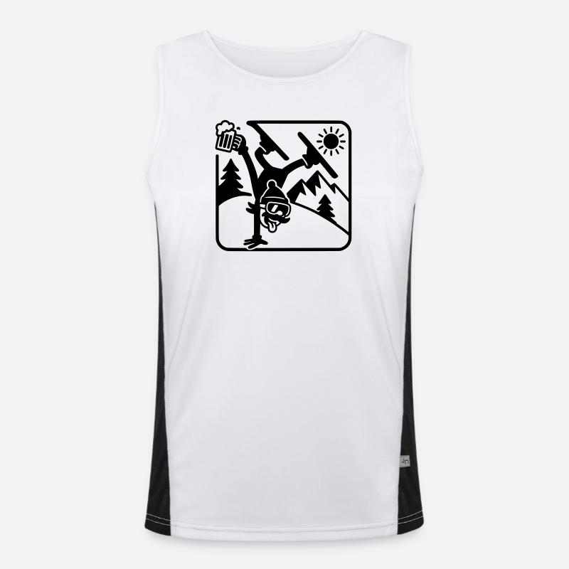 Funny Skiing Handstand Slope Men's Functional Contrast Tank Top 